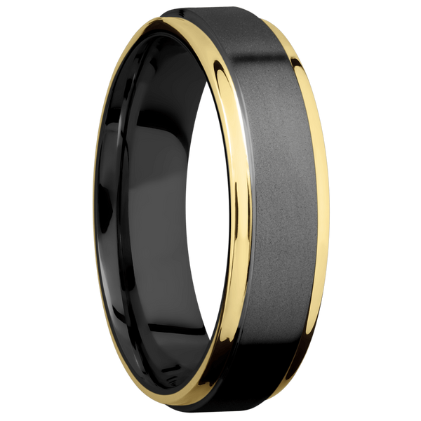 Black Zirconium Men's Ring with 14K Yellow Gold Narrow Rings Men's Wedding Band