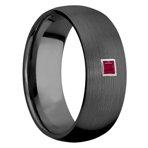 Black Zirconium Men's Ring with Ruby Black Zirconium Men's Wedding Band