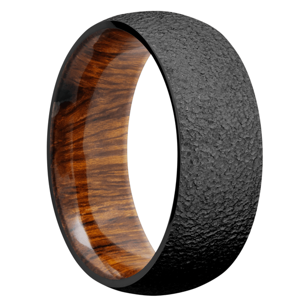 Black Zirconium Men's Ring with Desert Ironwood Sleeve