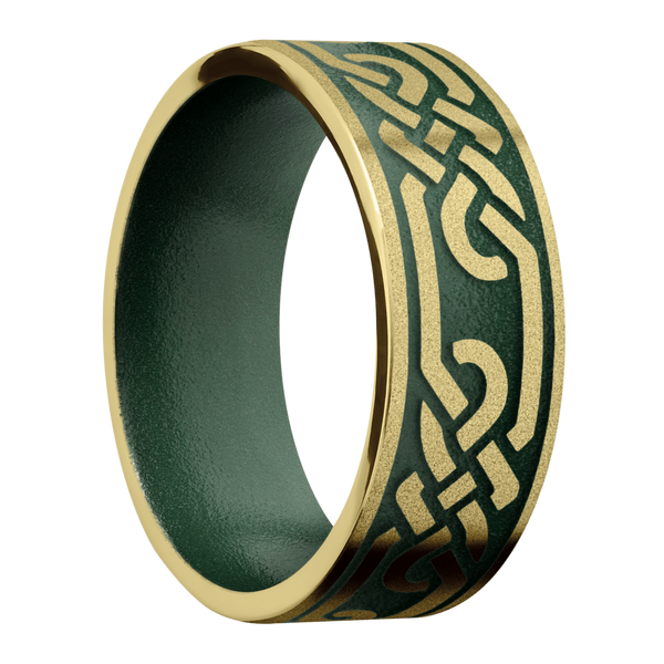 14K Yellow Gold Celtic Men's Ring with Cerakote Cerakote Men's Wedding Band
