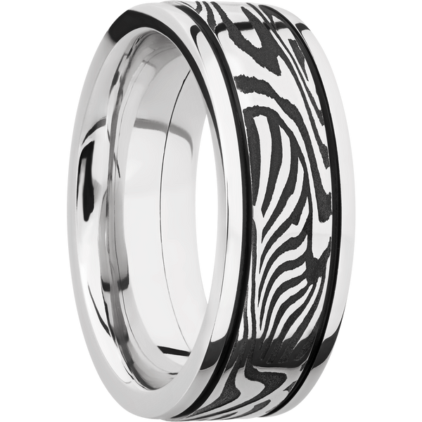 Cobalt Chrome Men's Ring with Damascus Steel Damascus Steel Men's Wedding Band