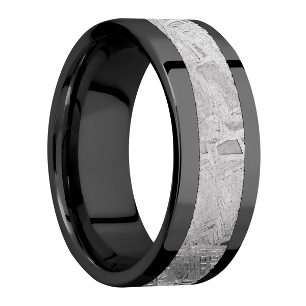 Black Zirconium Men's Ring with Gibeon Meteorite Black Zirconium Men's Wedding Band
