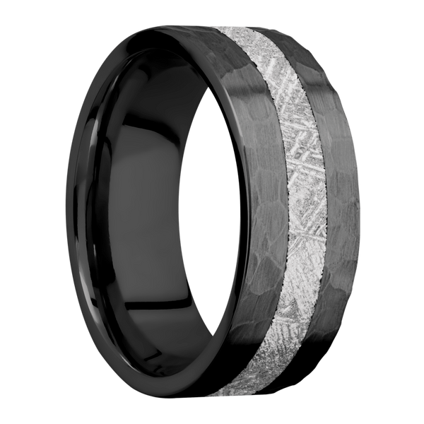 Black Zirconium Men's Ring with Gibeon Meteorite Black Zirconium Men's Wedding Band