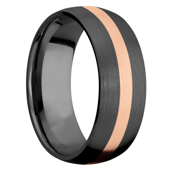 Black Zirconium Men's Ring with 14K Rose Gold 14K Gold Men's Wedding Band