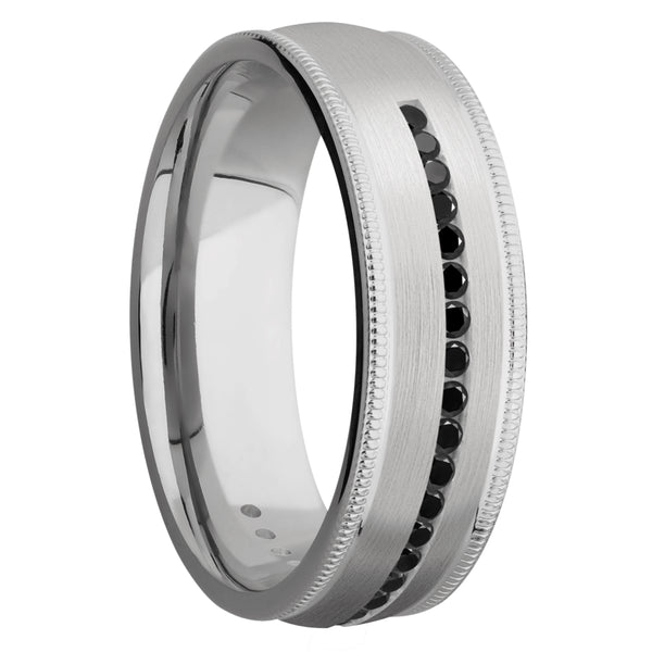 Titanium Men's Ring with Black Diamond Titanium Men's Wedding Band