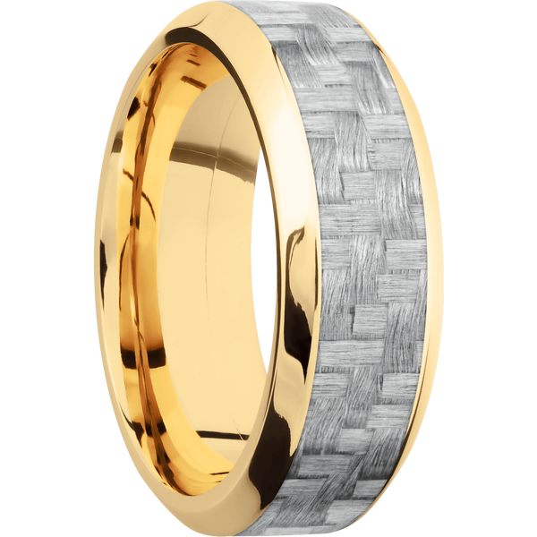 14K Yellow Gold Men's Ring with Carbon Fiber Carbon Fiber Men's Wedding Band