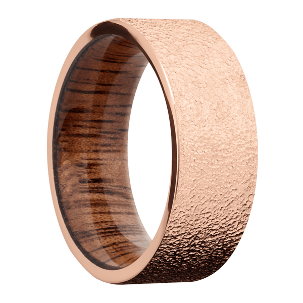 14K Rose Gold Men's Ring with Koa Wood 14K Gold Men's Wedding Band