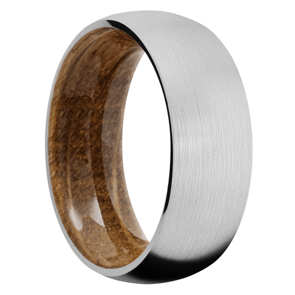 Platinum Men's Ring with Whiskey Barrel Wood Sleeve Wood Men's Wedding Band