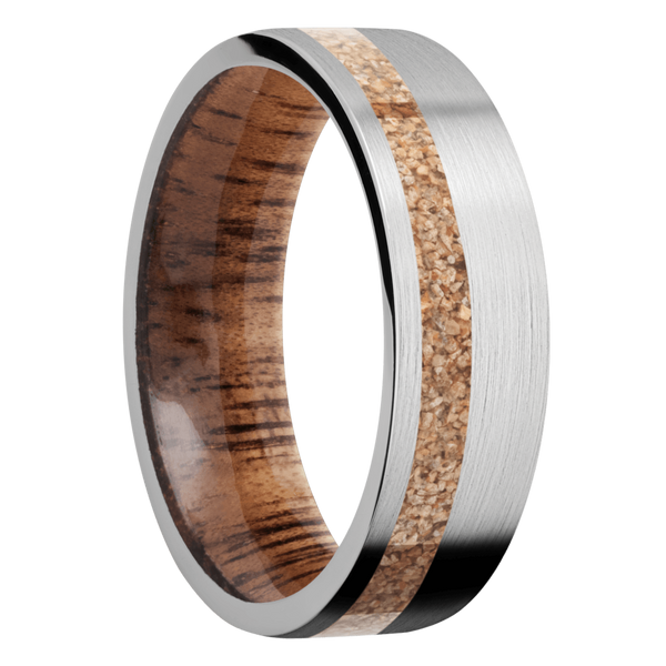 Cobalt Chrome Men's Ring with Dinosaur Bone and Koa Wood Dinosaur Bone Men's Wedding Band