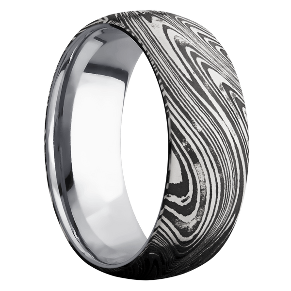 Marble Damascus Steel Men's Ring with Tantalum Tantalum Men's Wedding Band