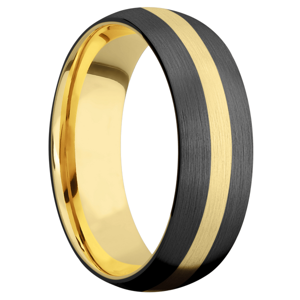 Black Zirconium Men's Ring with 14K Yellow Gold 14K Gold Men's Wedding Band