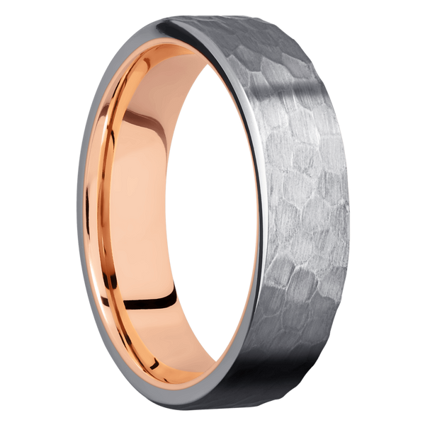 Tantalum Men's Ring with 14K Rose Gold Narrow Rings Men's Wedding Band