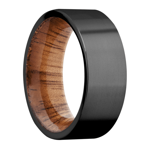 Black Zirconium Men's Ring with Koa Wood Wood Men's Wedding Band