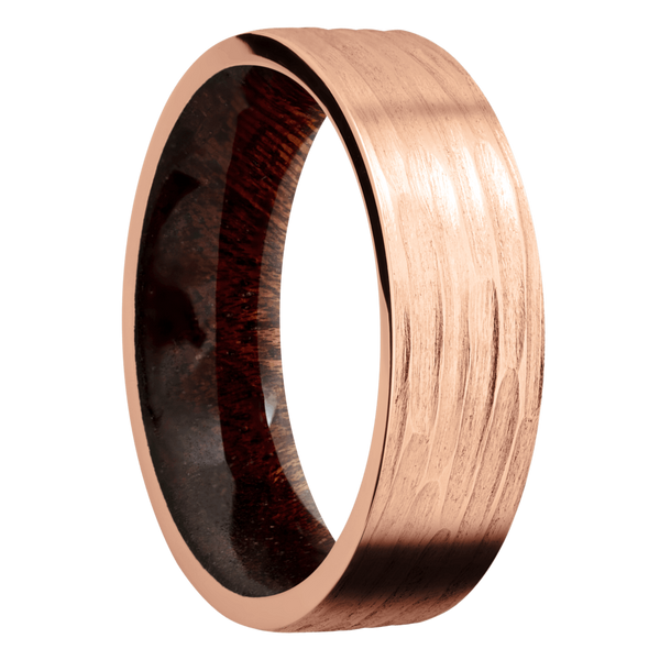 14K Rose Gold Men's Ring with Sapele Wood Wood Men's Wedding Band