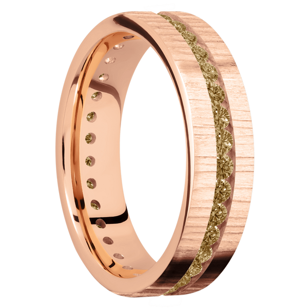 14K Rose Gold Men's Ring with Coco Diamond Narrow Rings Men's Wedding Band