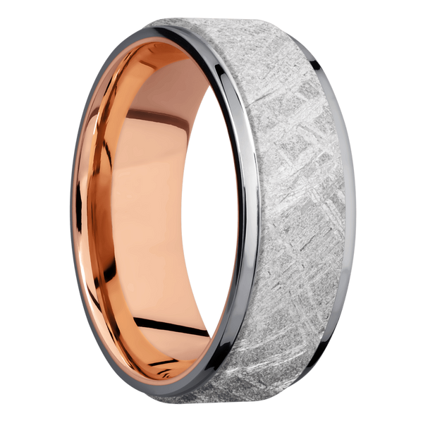 Tantalum Men's Ring with Gibeon Meteorite and 14K Rose Gold 14K Gold Men's Wedding Band
