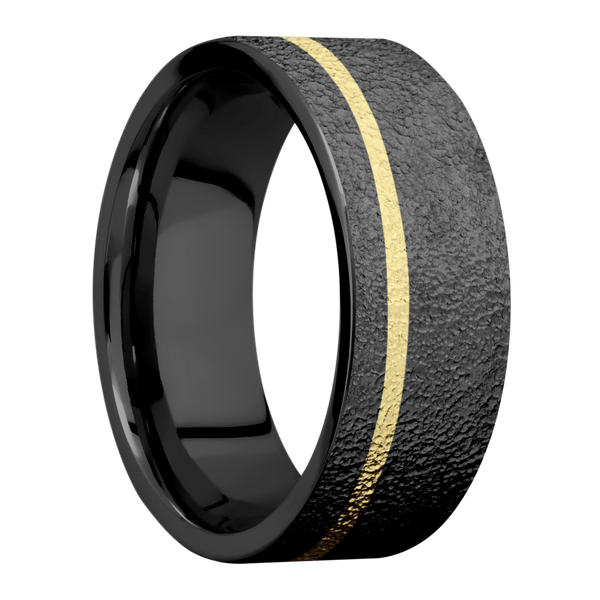 Black Zirconium Men's Ring with 14K Yellow Gold 14K Gold Men's Wedding Band