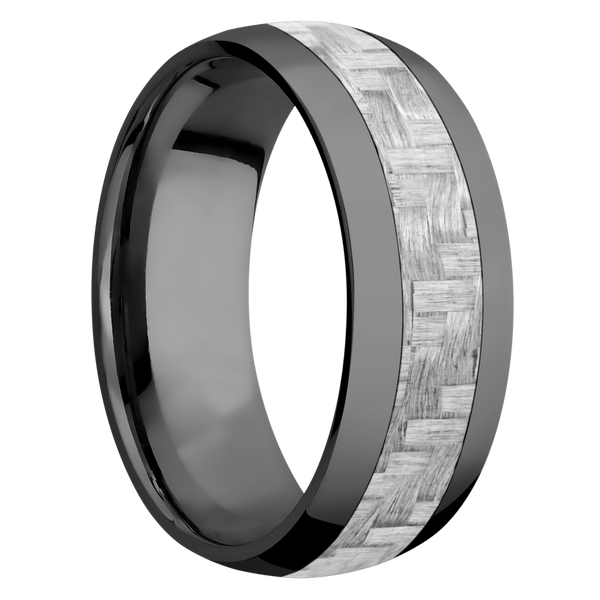Black Zirconium Men's Ring with Carbon Fiber Carbon Fiber Men's Wedding Band