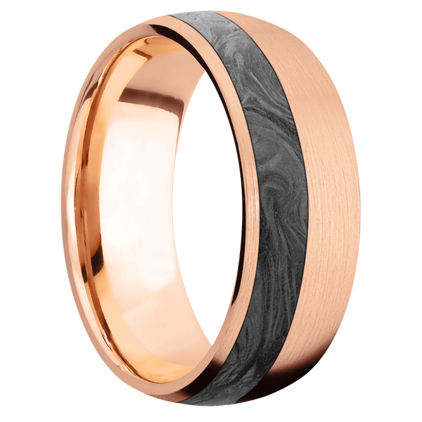 14K Rose Gold Men's Ring with Carbon Fiber Carbon Fiber Men's Wedding Band