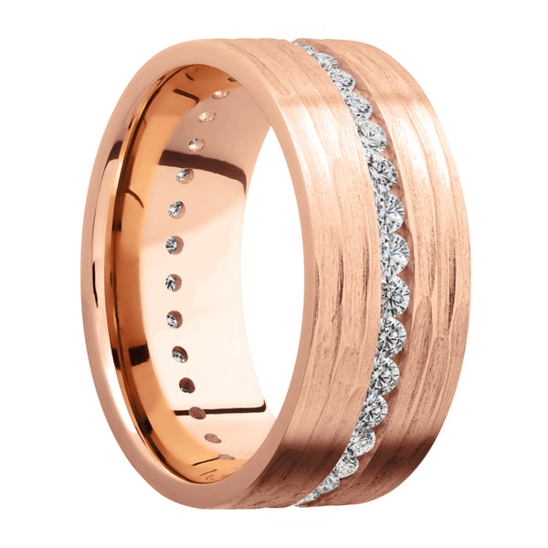 14K Rose Gold Men's Ring with Diamond 14K Gold Men's Wedding Band