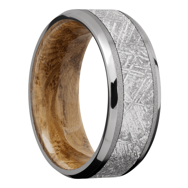 Titanium Men's Ring with Gibeon Meteorite and Whiskey Barrel Wood Wood Men's Wedding Band