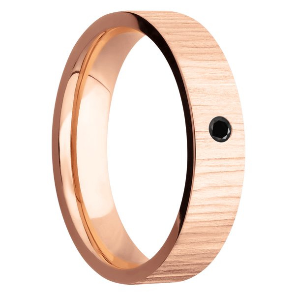 14K Rose Gold Men's Ring with Black Diamond Narrow Rings Men's Wedding Band