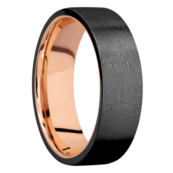 Black Zirconium Men's Ring with 14K Rose Gold 14K Gold Men's Wedding Band
