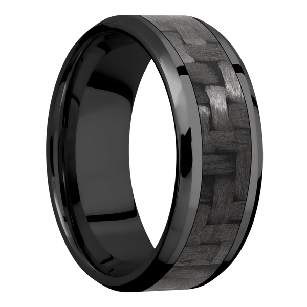 Black Zirconium Men's Ring with Carbon Fiber Carbon Fiber Men's Wedding Band