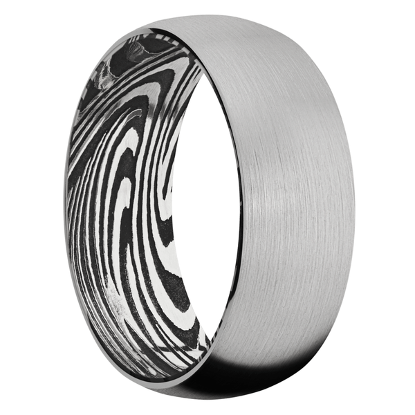 Titanium Men's Ring with Sunset Damascus Steel Sleeve Damascus Steel Men's Wedding Band