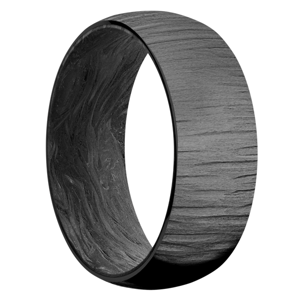 Black Zirconium Men's Ring with Carbon Fiber Carbon Fiber Men's Wedding Band