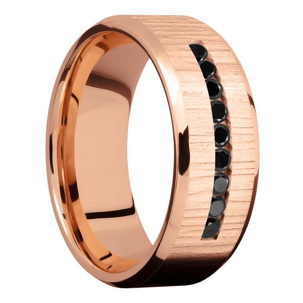 14K Rose Gold Men's Ring with Black Diamond 14K Gold Men's Wedding Band