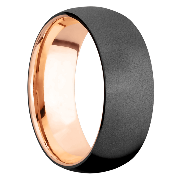 Black Zirconium Men's Ring with 14K Rose Gold Sleeve 14K Gold Men's Wedding Band