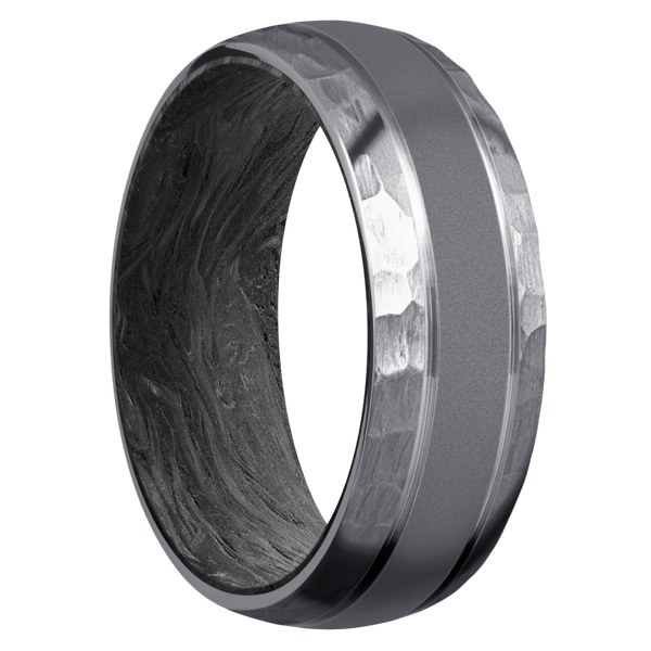 Tantalum Men's Ring with Carbon Fiber Carbon Fiber Men's Wedding Band