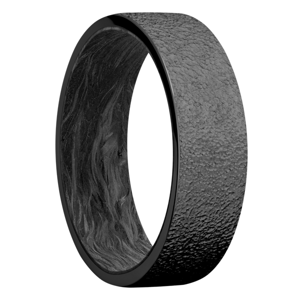 Black Zirconium Men's Ring with Carbon Fiber Carbon Fiber Men's Wedding Band