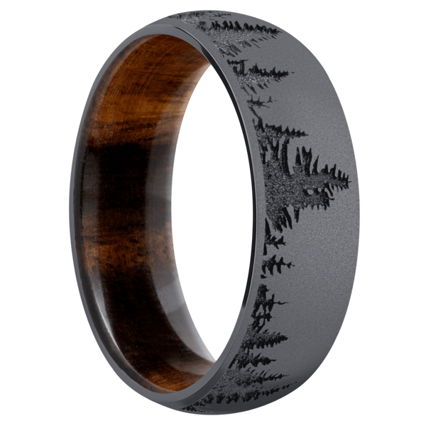 Tantalum Men's Ring with Spruce Tree Design and Desert Ironwood Included in Sale Pricing Men's Wedding Band