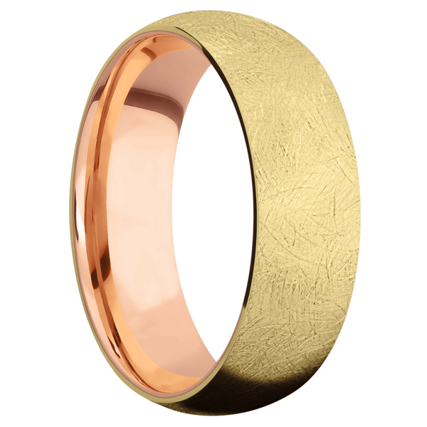 14K Yellow Gold Men's Ring with 14K Rose Gold 14K Gold Men's Wedding Band