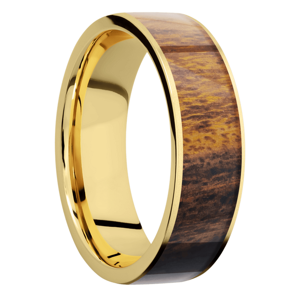 14K Yellow Gold Men's Ring with Desert Ironwood 14K Gold Men's Wedding Band