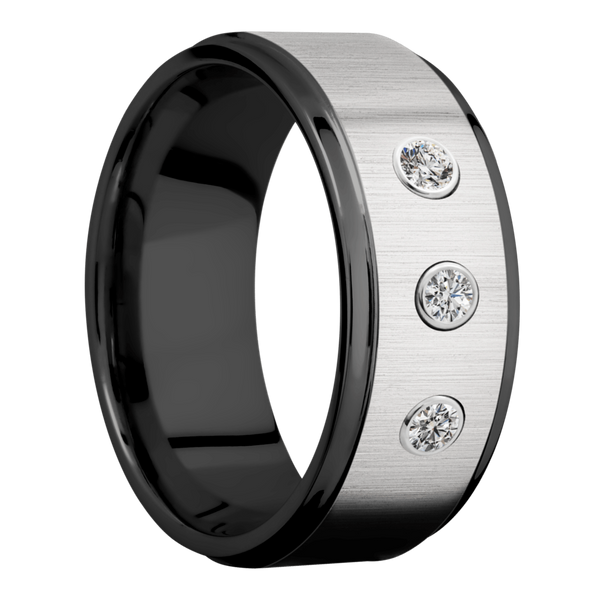 Black Zirconium Men's Ring with Lab Diamond All Rings Men's Wedding Band