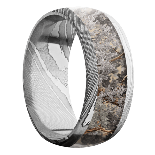 Damascus Steel Men's Ring with Kings Camo Damascus Steel Men's Wedding Band