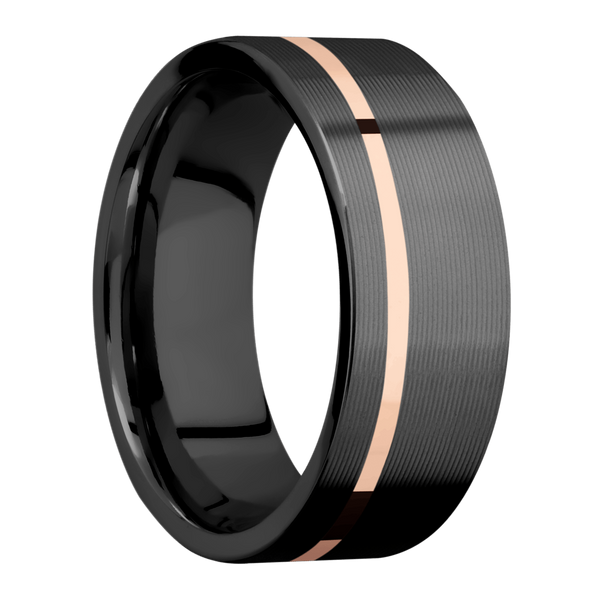 Black Zirconium Men's Ring with 14K Rose Gold All Rings Men's Wedding Band