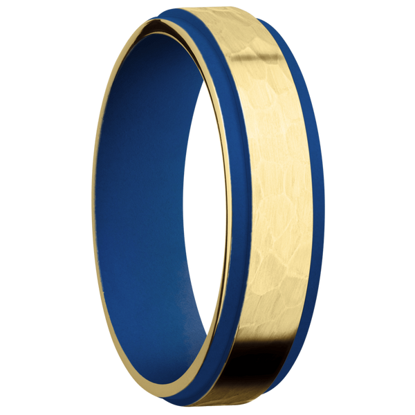 14K Yellow Gold Men's Ring with Cerakote Narrow Rings Men's Wedding Band