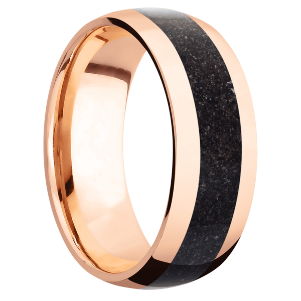 14K Rose Gold Men's Ring with Dinosaur Bone Dinosaur Bone Men's Wedding Band