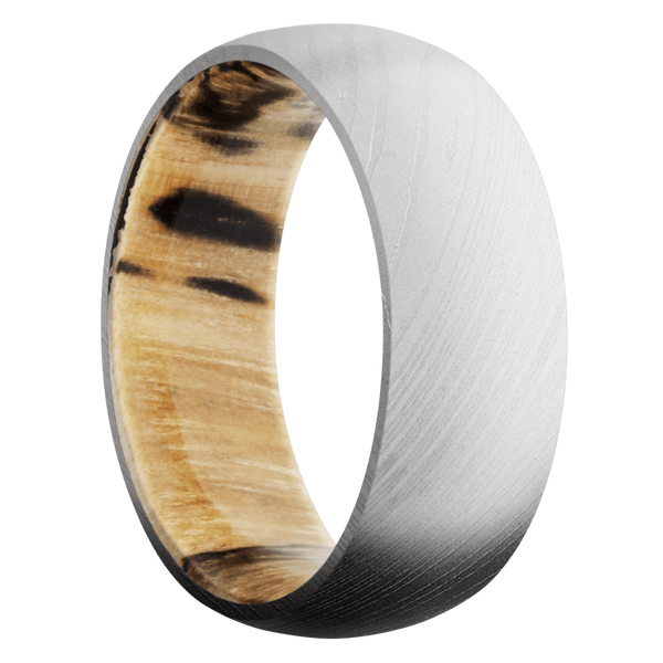 Damascus Steel Men's Ring with Spalted Tamarind Wood Damascus Steel Men's Wedding Band