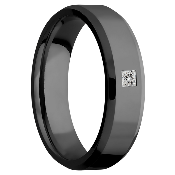 Black Zirconium Men's Ring with Diamond Narrow Rings Men's Wedding Band