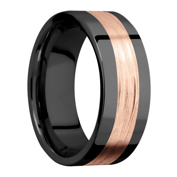 Black Zirconium Men's Ring with 14K Rose Gold 14K Gold Men's Wedding Band