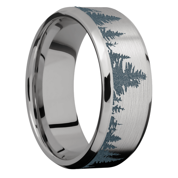 Titanium Men's Ring with Spruce Tree Design Tree Designs Men's Wedding Band