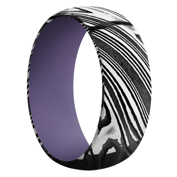Damascus Steel Men's Ring with Cerakote Damascus Steel Men's Wedding Band