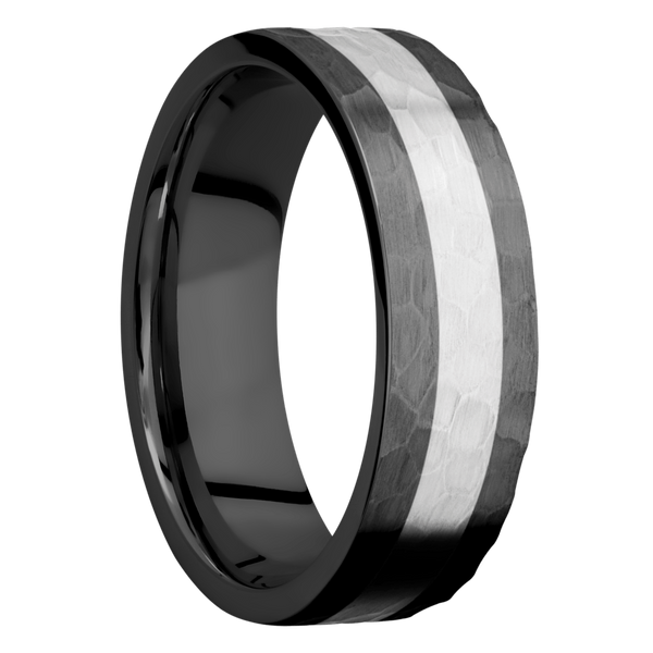 Black Zircnoium Men's Ring with Palladium Silver Black Zirconium Men's Wedding Band
