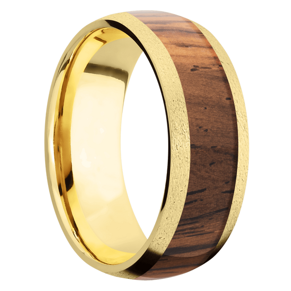 14K Yellow Gold Men's Ring with Cocobolo Wood Men's Wedding Band