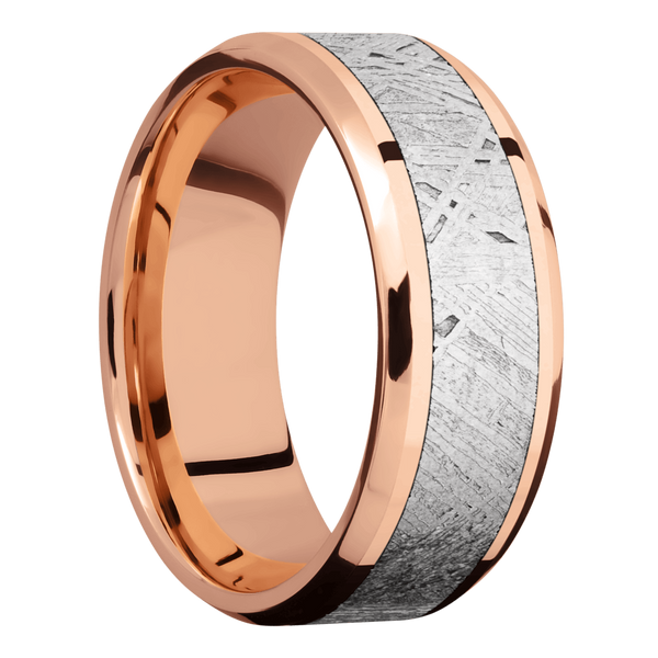 14K Rose Gold Men's Ring with Meteorite 14K Gold Men's Wedding Band